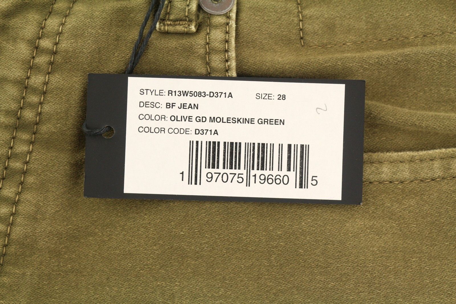 R13 BOYFRIEND 28 Olive Garment Dyed Moleskin Faded FW25 86535 Size 28" / US 6 / IT 42 - 6 Thumbnail