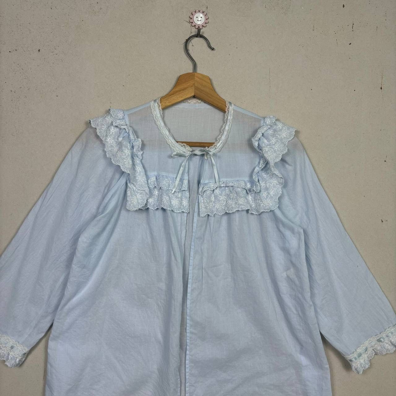 Christian Dior Monsieur Vintage Christian Dior Blue Lace Lingerie Bed Jacket M 80s Size M / US 6-8 / IT 42-44 - 3 Thumbnail