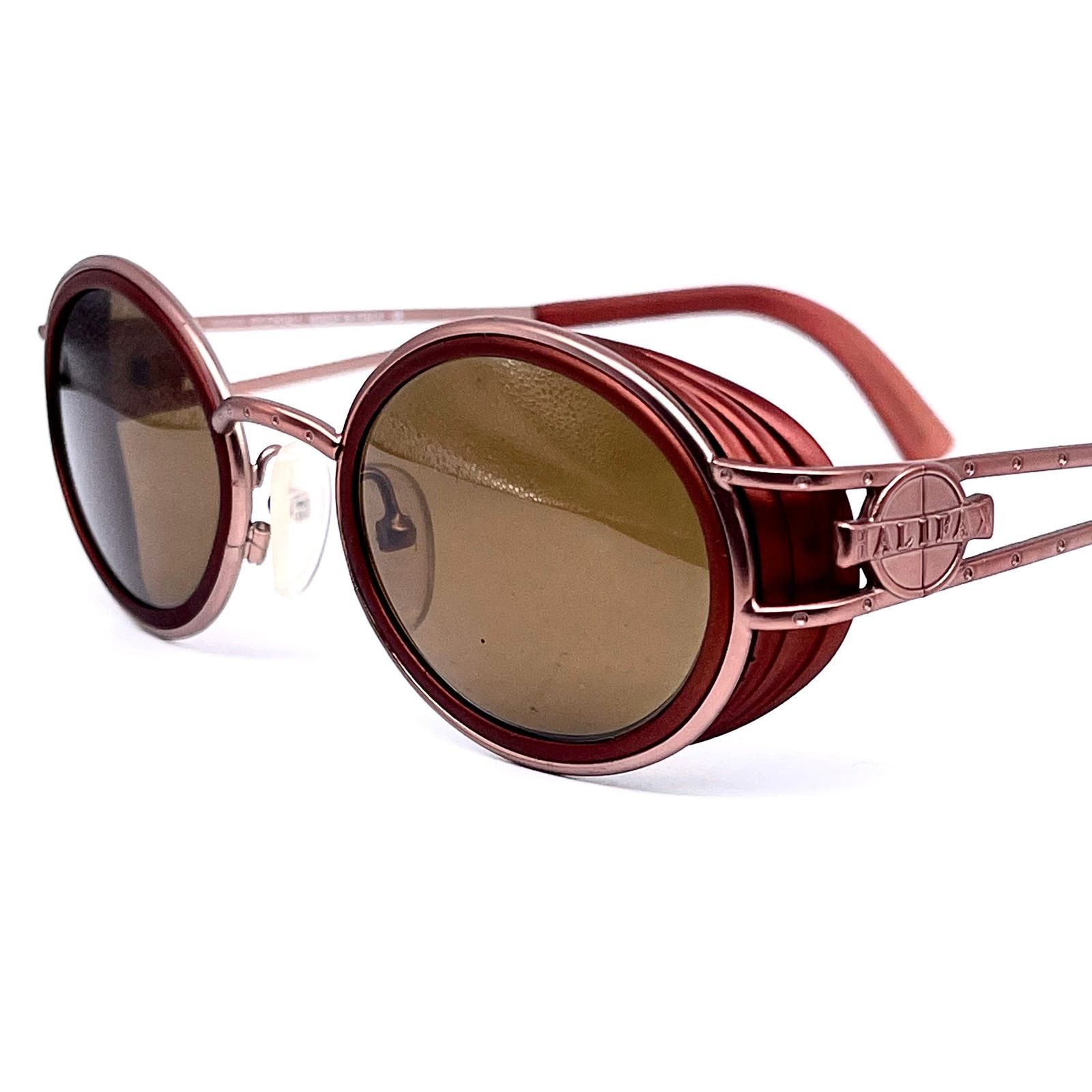 image of Artisan Lab Halifax Oval Side Shield Sunglasses In Copper Color Nos 90's in Brown, Women's