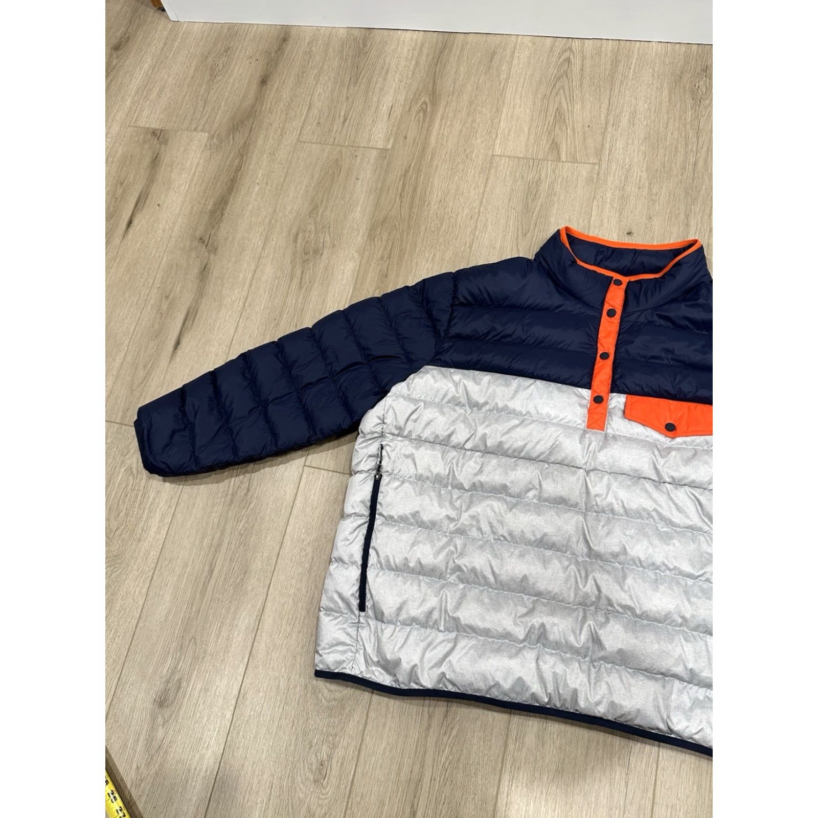 Eddie Bauer Eddie Bauer Puffer Pullover Women 3X Stratuslite Goose Down Snap Mock Quilted Silver Blue Orange Size XXL / US 16-18 / IT 52-54 - 4 Thumbnail