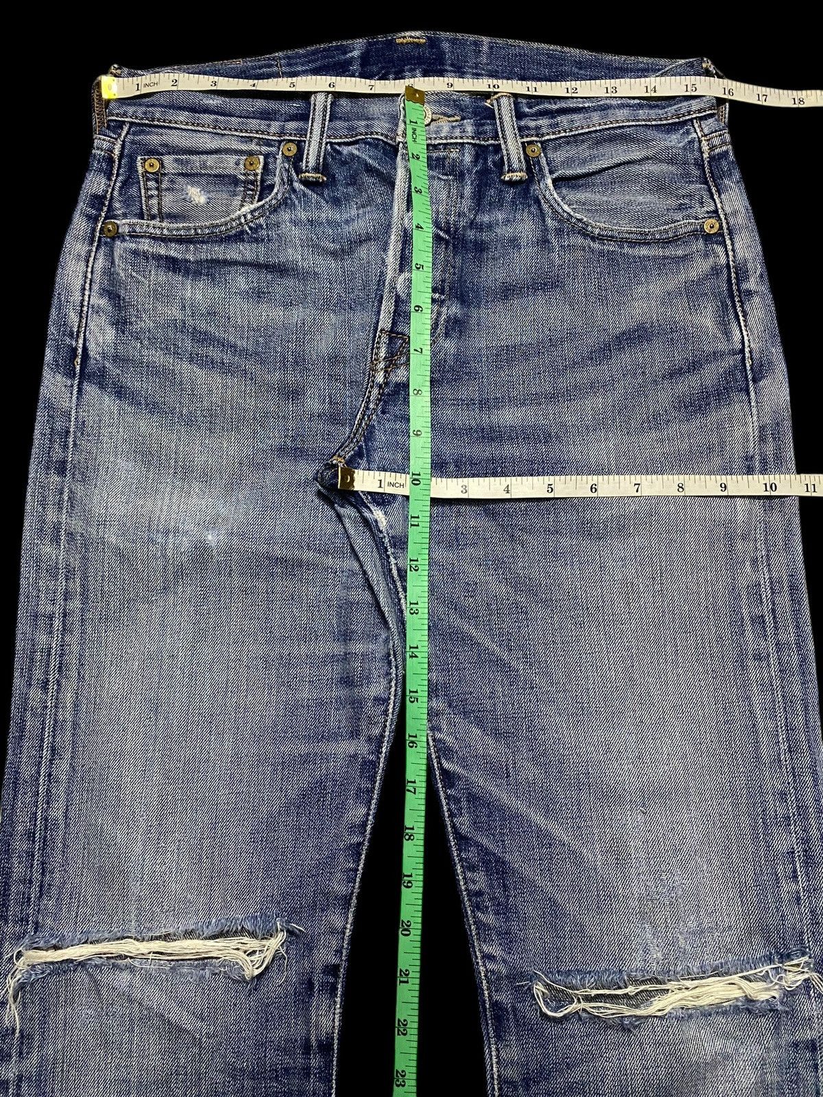 Levi's Levis 501 Blue Wash Distressed Slim Jeans Size US 31 - 16 Thumbnail