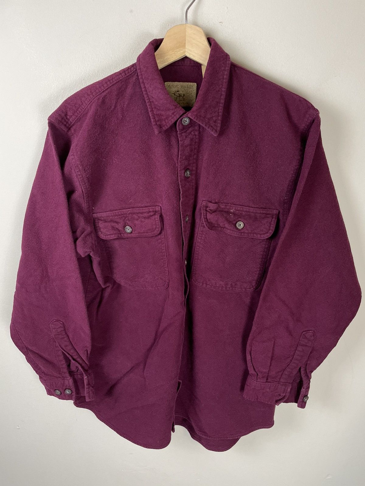 Vintage Vintage 1990s Maroon Chamois Shirt Size US M / EU 48-50 / 2 - 1 Thumbnail
