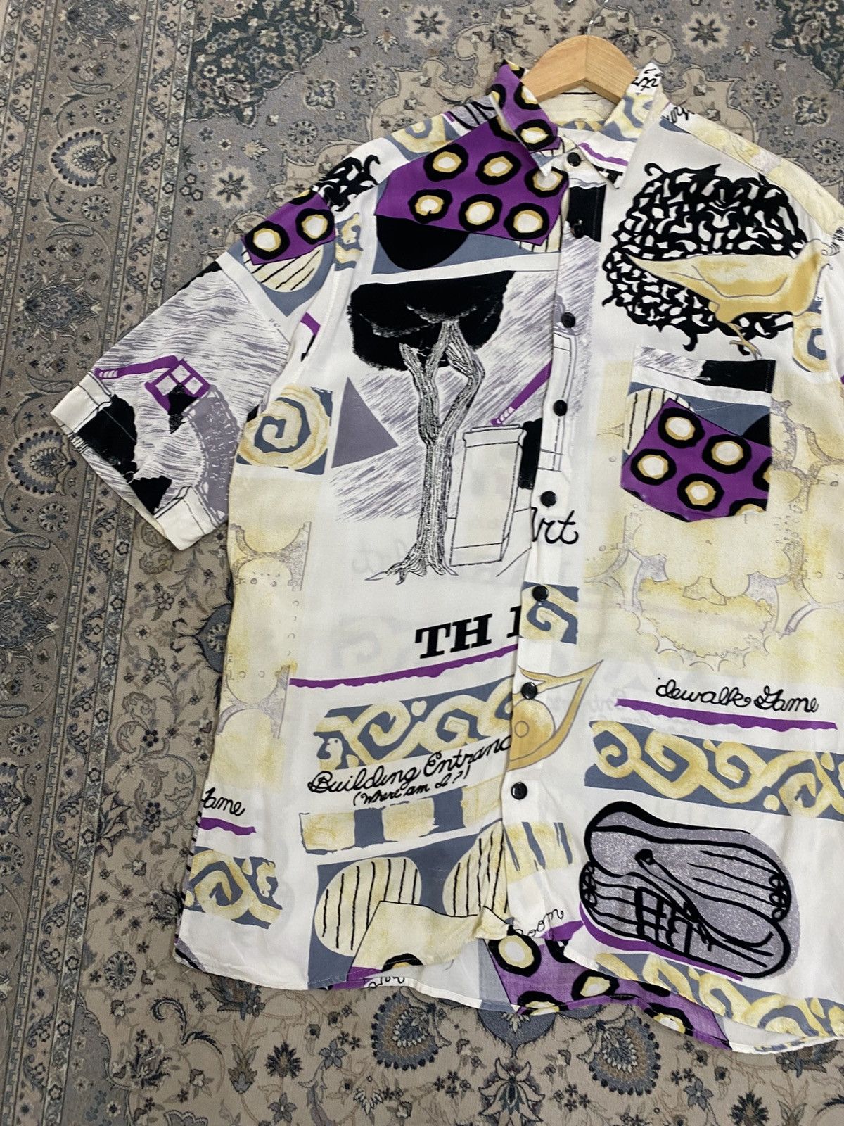 Enrico Coveri ENRICO PANTONI ITALY ART DESIGNER SHORTSLEEVE SHIRT Size US XL / EU 56 / 4 - 3 Thumbnail