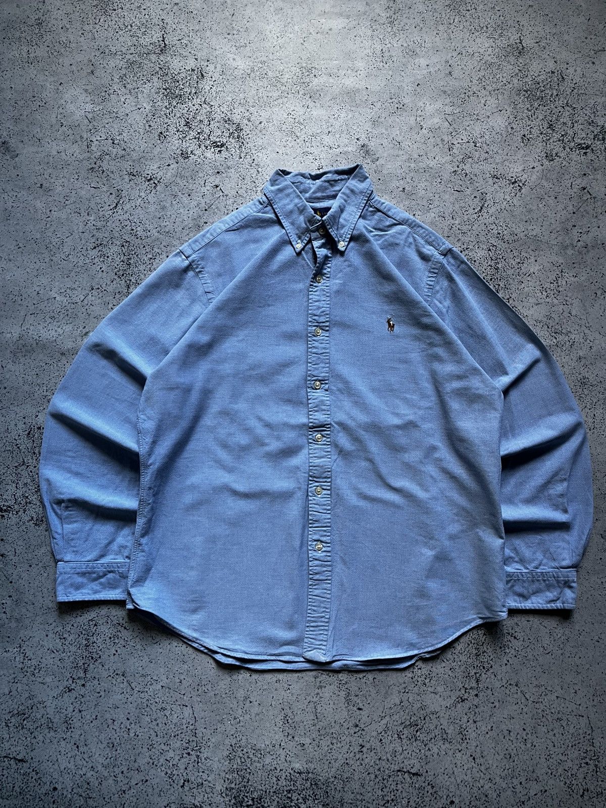 Vintage Vintage Polo Ralph Lauren Blue Long Sleeve Button Up Shirt Size US XL / EU 56 / 4 - 2 Thumbnail