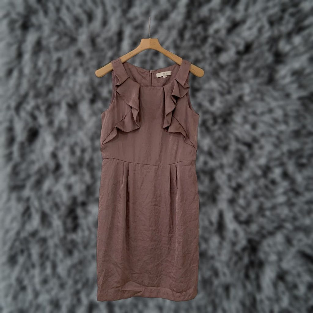 Ann Taylor Ann Taylor Loft Sateen Dress Sz 10 Lilac Sleeveless Ruffles Sheath Party Wedding Size L / US 10 / IT 46 - 1 Thumbnail