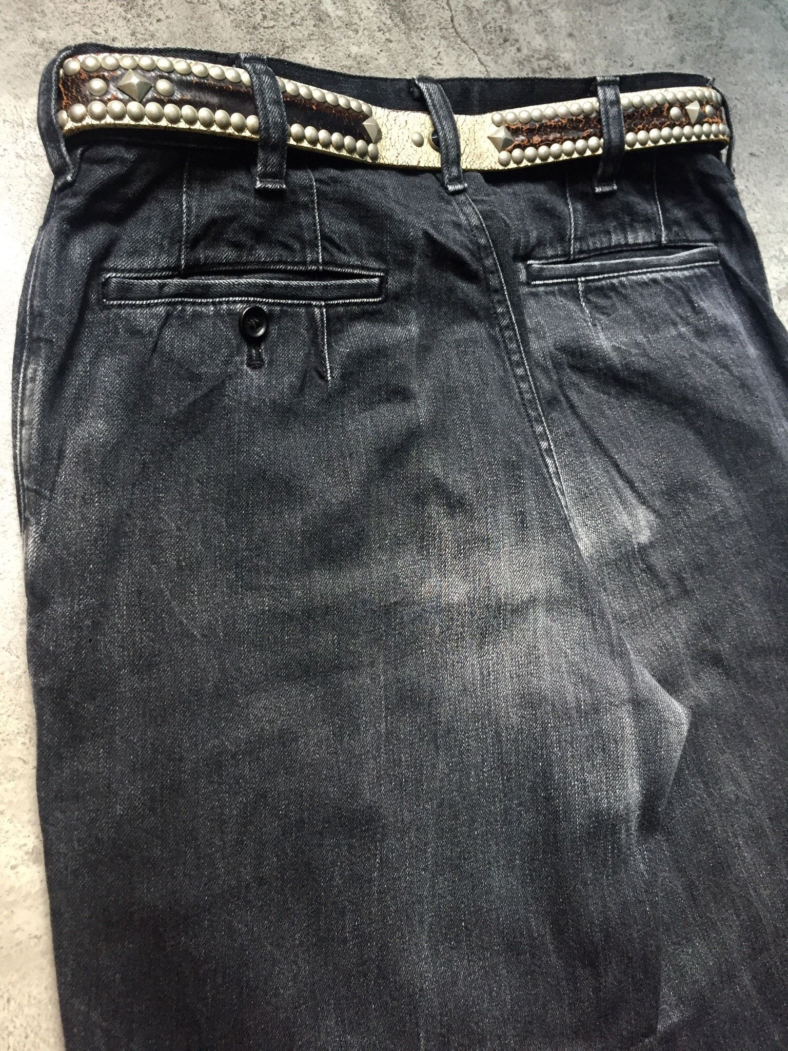 Comme des Garcons CDG Homme Deux Baggy Black Wash Denim Pants Size 30-31 Size US 31 - 6 Thumbnail