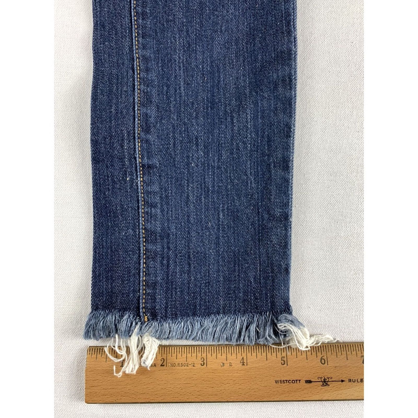 Vintage CARMAR BLUE Skinny Jeans size 23 ANKLE CUT OFF 26X26 Floral Embroidered Size 40" / US 18 - 4 Thumbnail