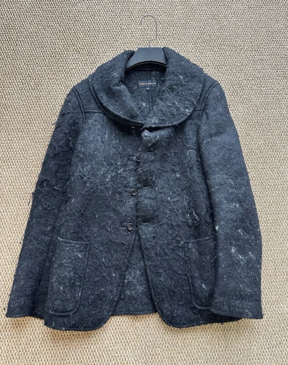 Comme des Garcons Comme des Garçons Dark Grey Distressed Wool Jacket K23 Size US S / EU 44-46 / 1 - 1 Thumbnail