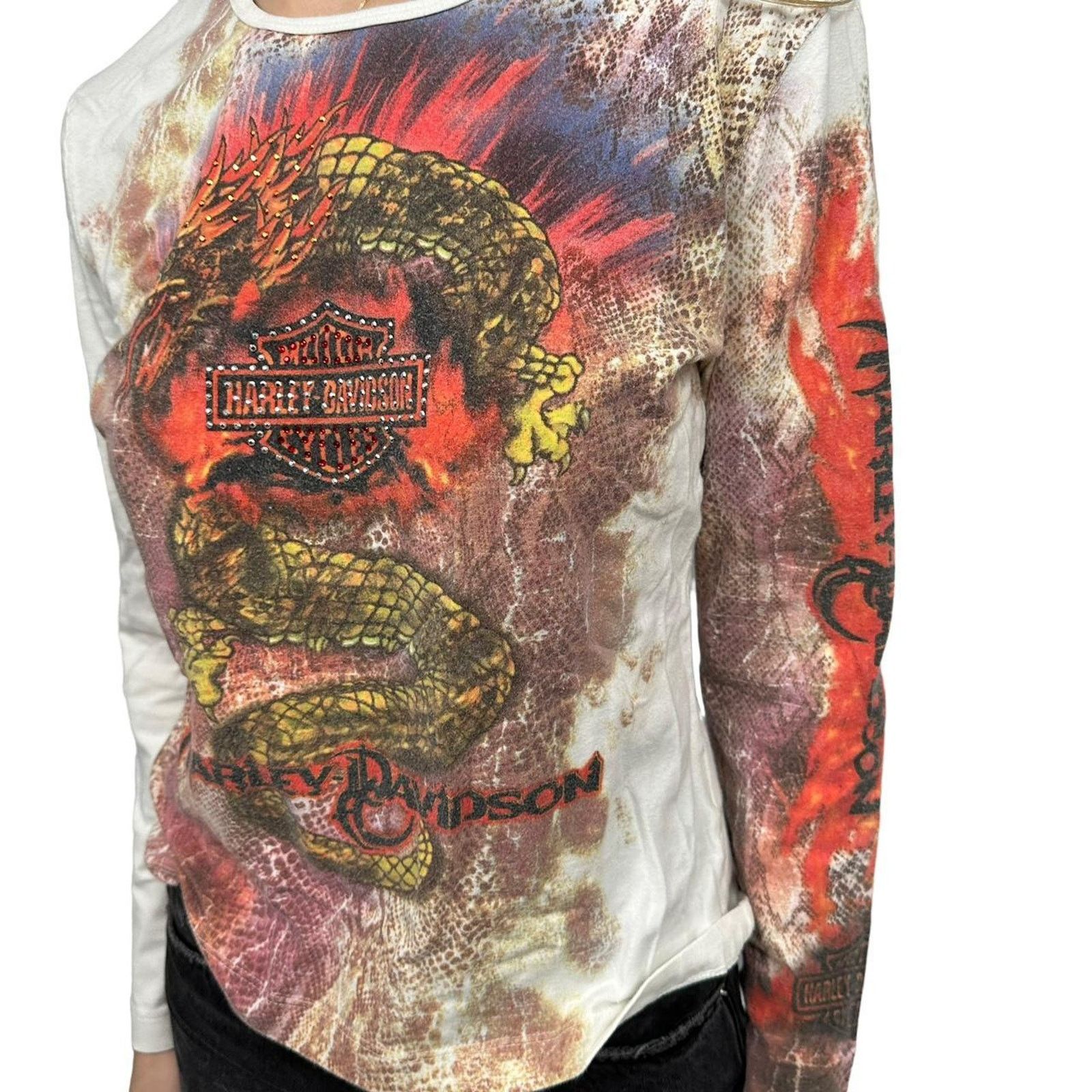 Harley Davidson Vintage womens Dragon harley davidson long seelve tee Size M / US 6-8 / IT 42-44 - 3 Thumbnail