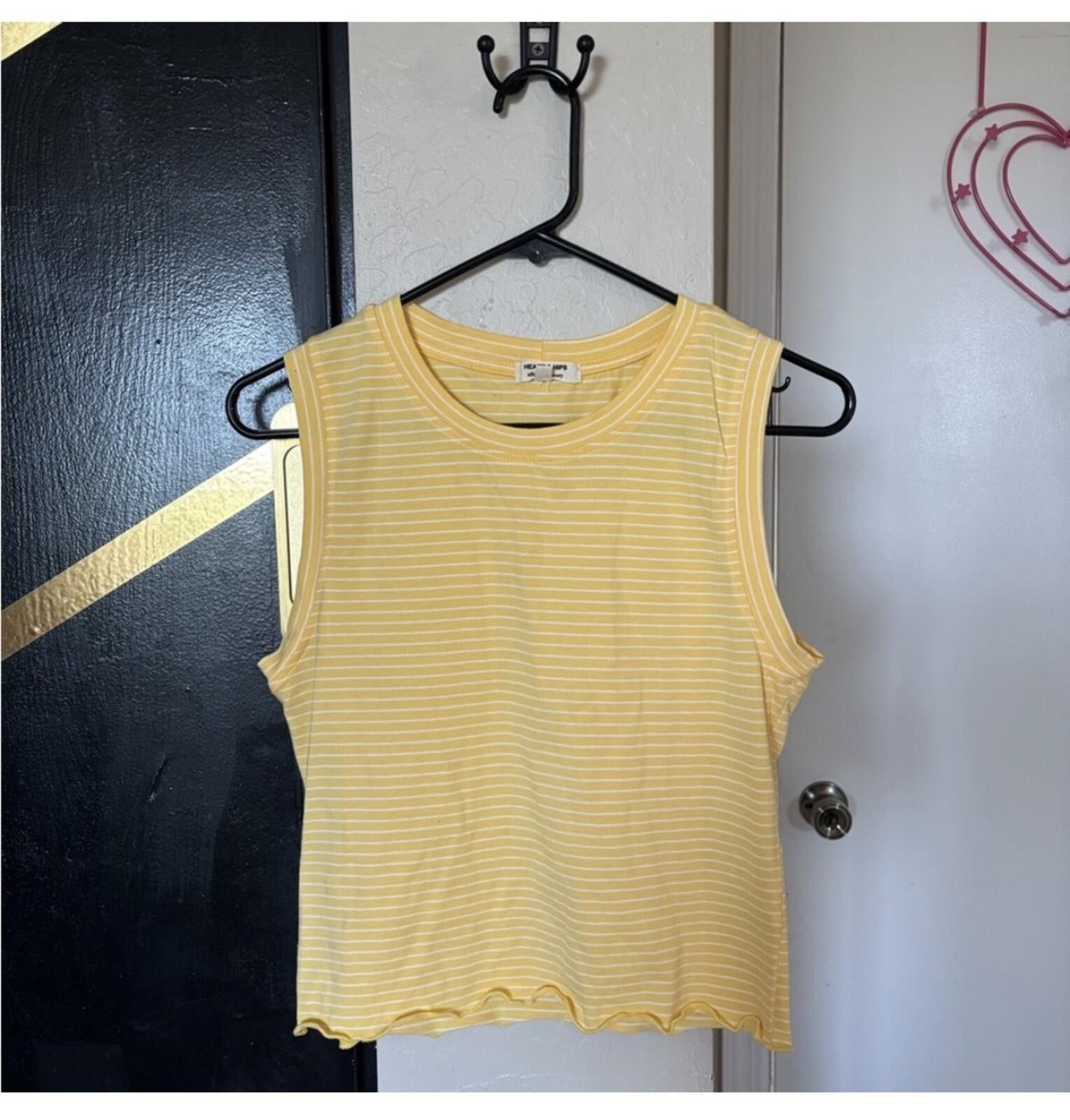 Other (Heart & Hips) Yellow Striped Sleeveless Top Size L / US 10 / IT 46 - 1 Thumbnail