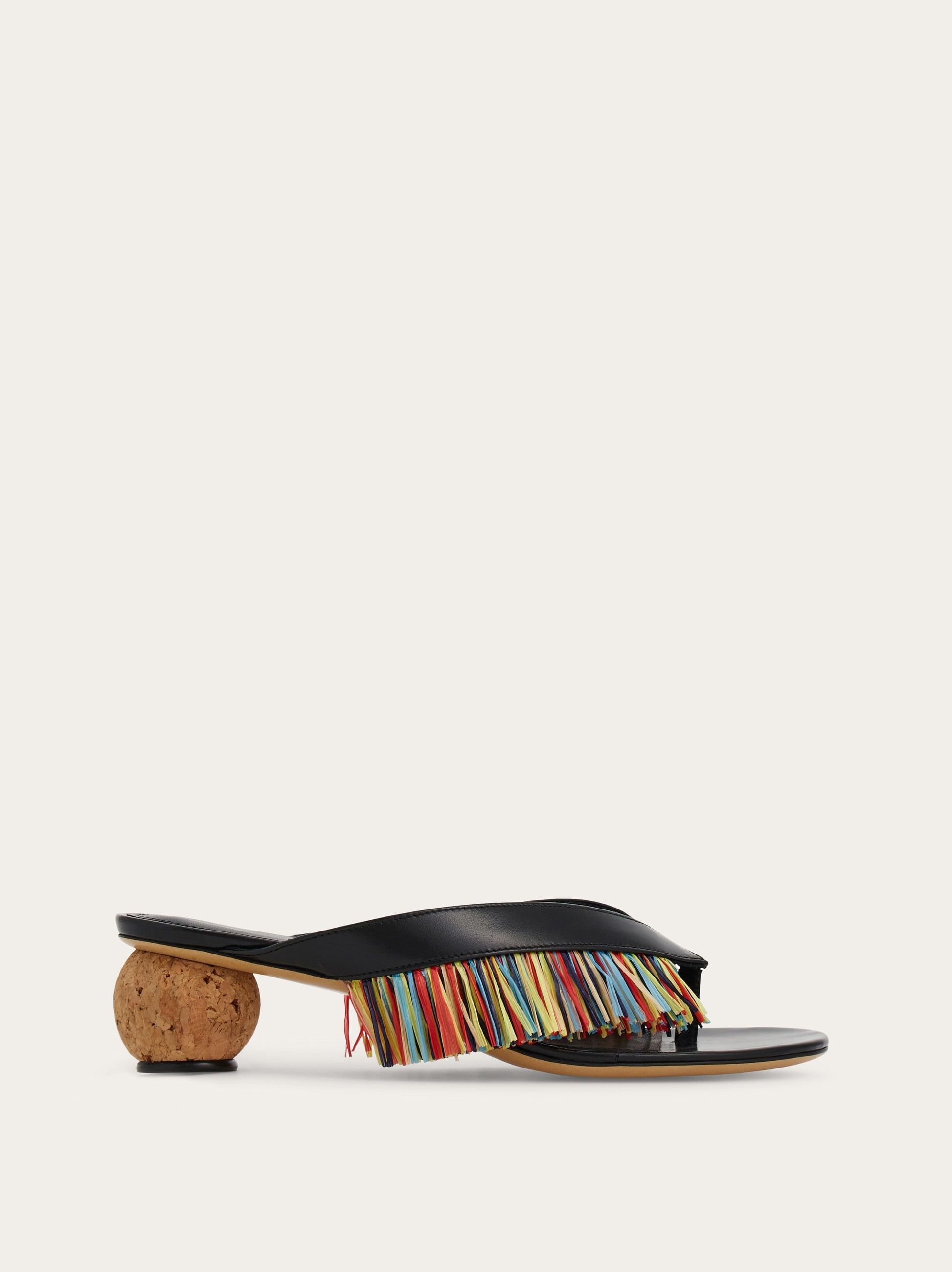 Salvatore Ferragamo o1s1rm0526 Fer Fringed Sandals in Black Size US 11 / IT 41 - 1 Thumbnail