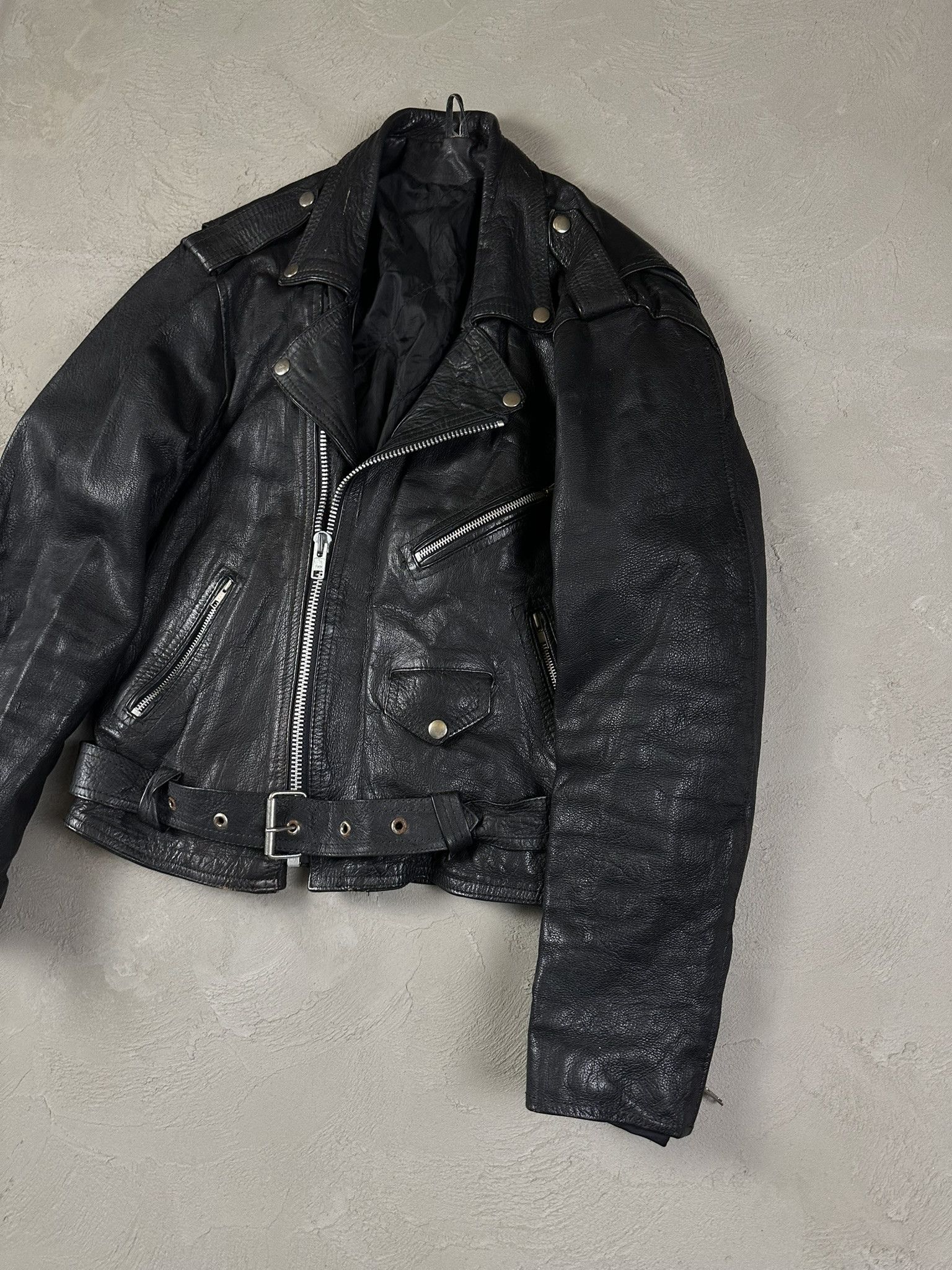 Genuine Leather 90s Vintage Biker Ramones Leather Boxy Jacket Size US S / EU 44-46 / 1 - 3 Thumbnail