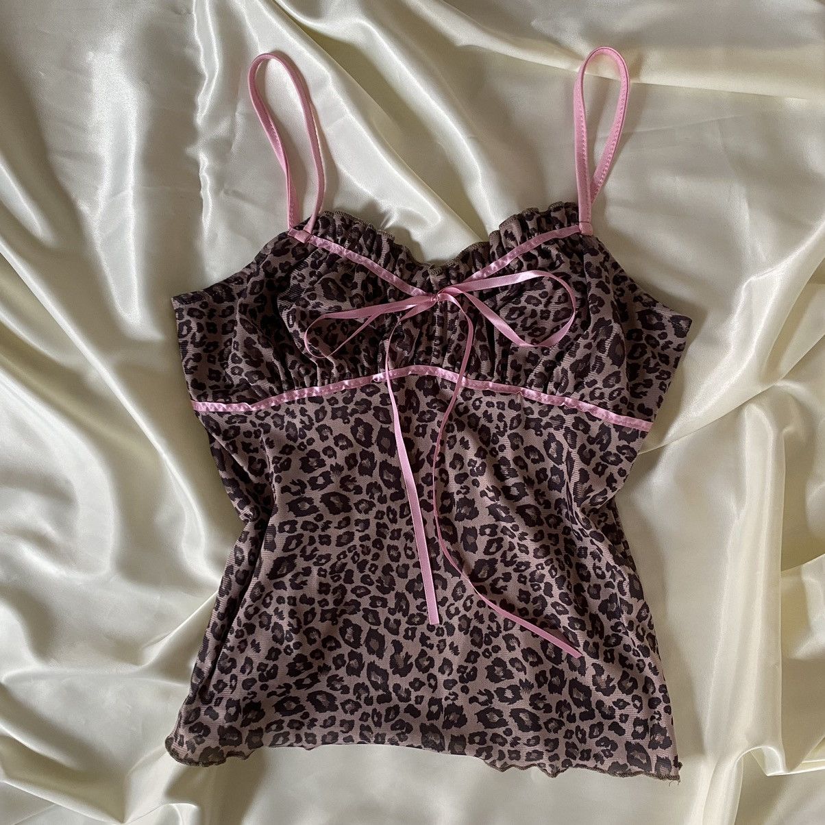 Vintage Vintage leopard rose pink coquette vest top Size S / US 4 / IT 40 - 2 Thumbnail