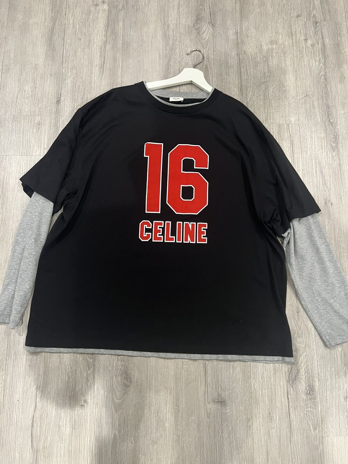 Image of Celine Homme Layered Logo-Print Cotton-Jersey T-Shirt in Black, Men's (Size XL)