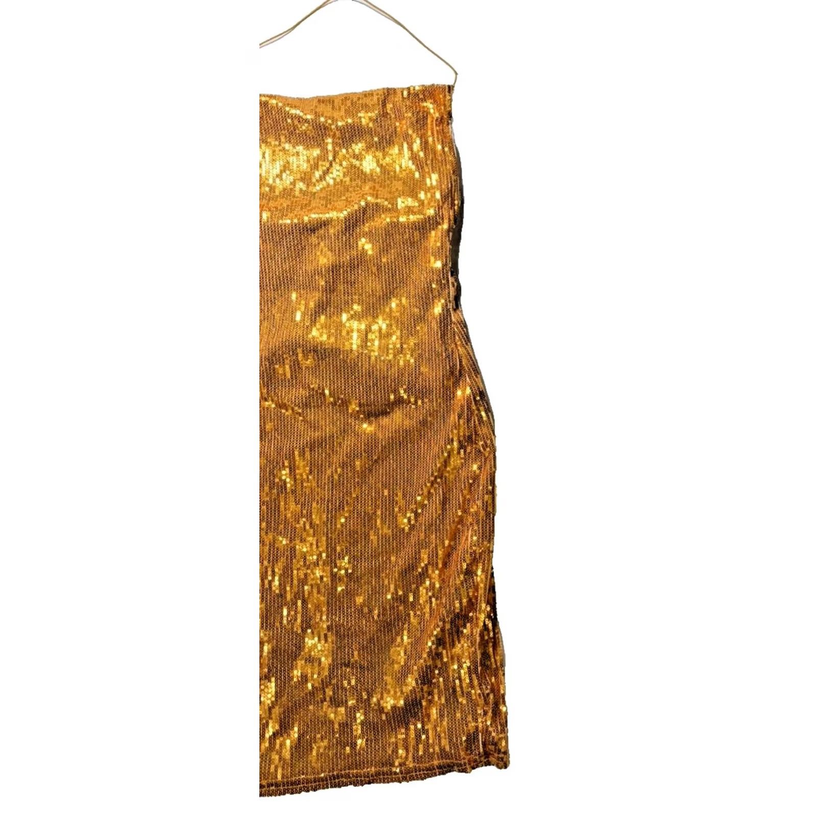 PrettyLittleThing Gold Sequin Strapless Mini Dress - Size 6 Size M / US 6-8 / IT 42-44 - 3 Thumbnail