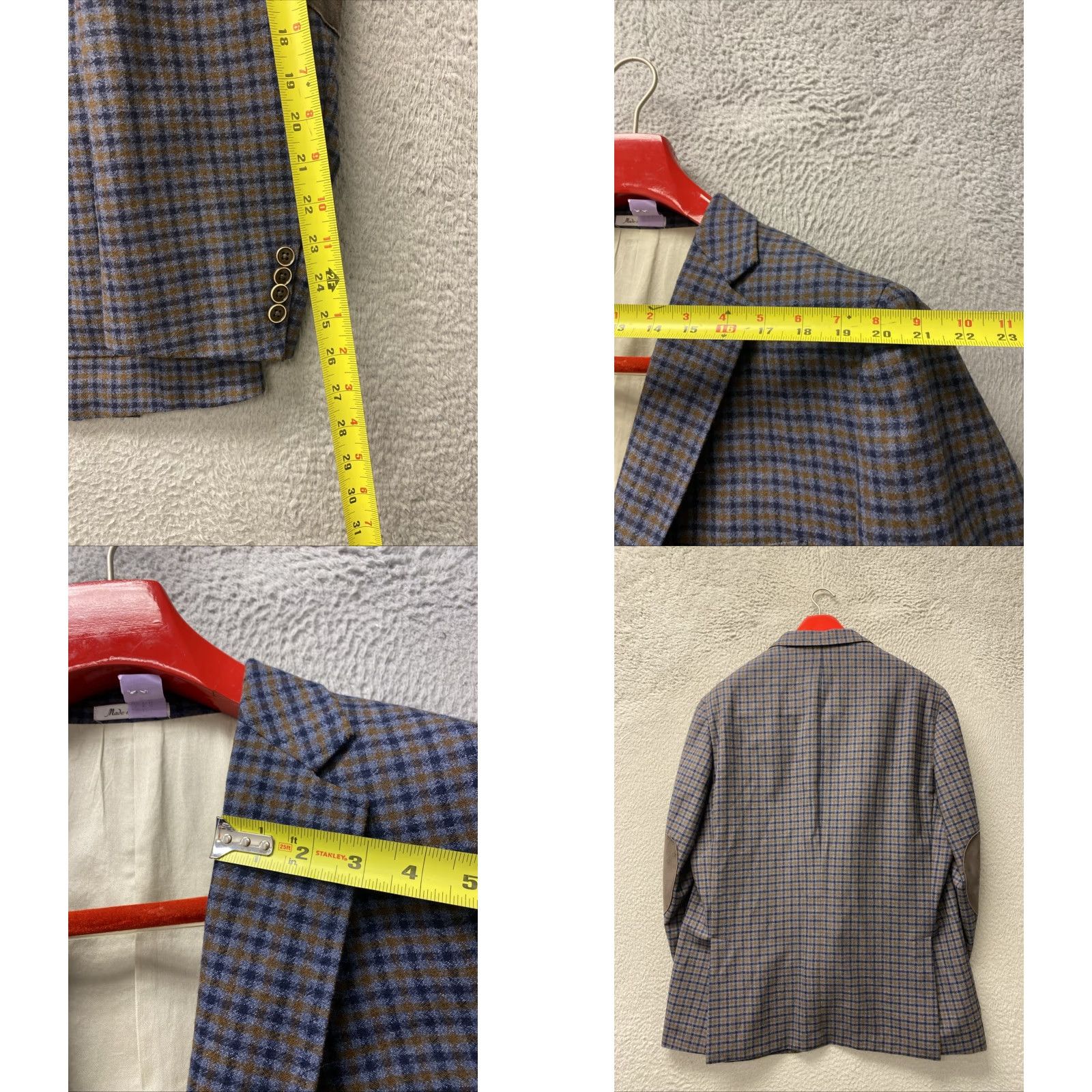 Peter Millar Peter Millar Plaid Sport Coat Blazer Mens 46R Multicolor Wool 2-Button Double-Vented Notch Lapel Size 46R - 8 Thumbnail