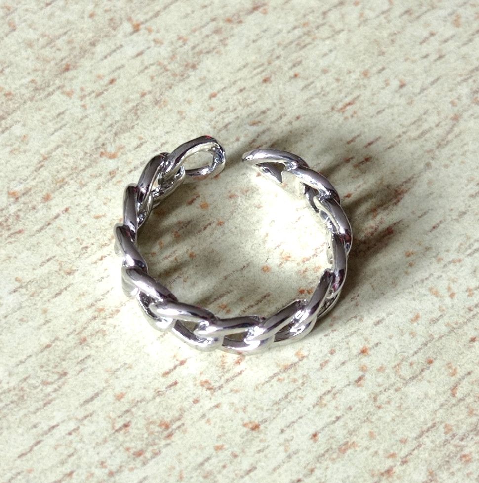 Designer × Vintage Vintage Punk Cuban Chain Silver Ring Unique Rave Size ONE SIZE - 5 Thumbnail