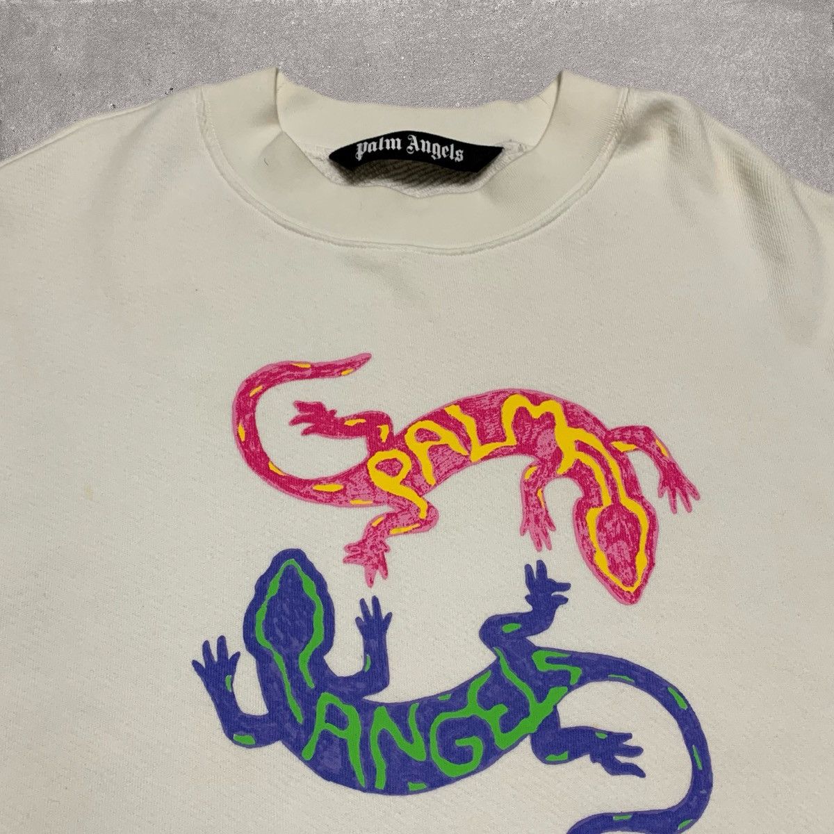 Palm Angels Palm Angels Large Gecko Graphic White Sweatshirt Crewneck Size US L / EU 52-54 / 3 - 3 Thumbnail