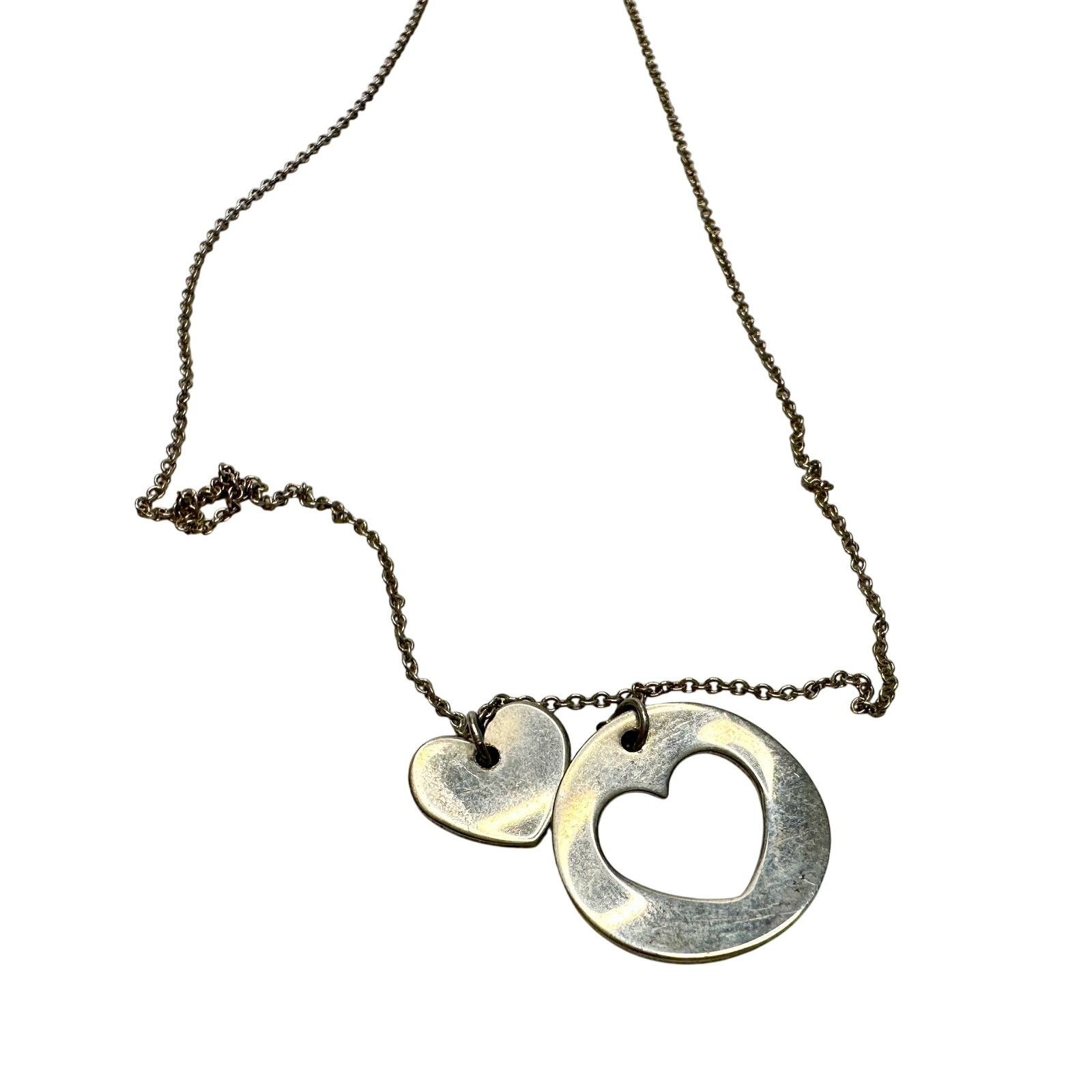 Tiffany & Co. Tiffany & Co. 2 Heart Necklace Stencil Heart w Cutout Heart Size ONE SIZE - 5 Thumbnail