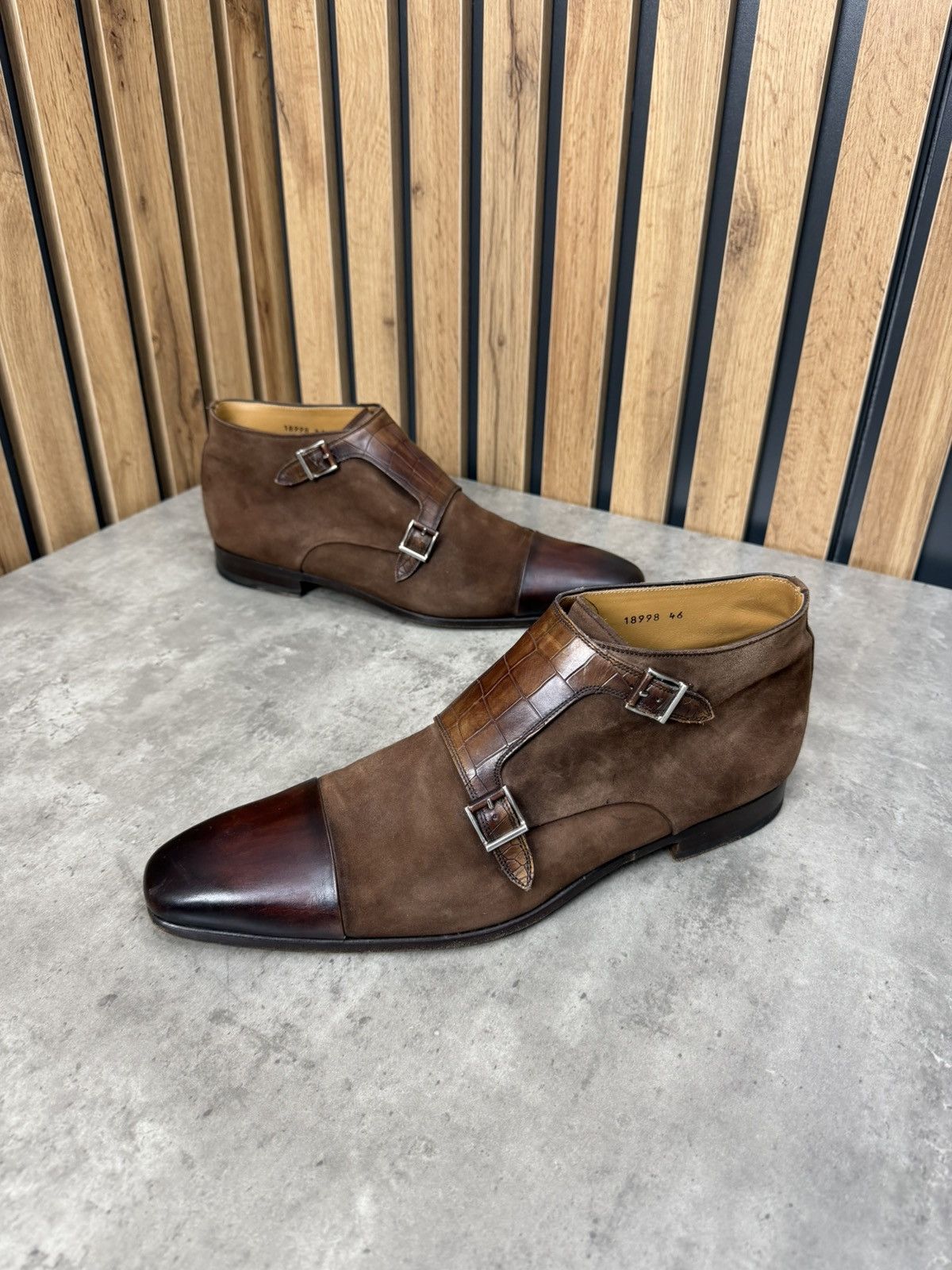 Magnanni Magnanni Double Monk Strap Ankle Boots Brown Suede Leather Size US 13 / EU 46 - 9 Thumbnail