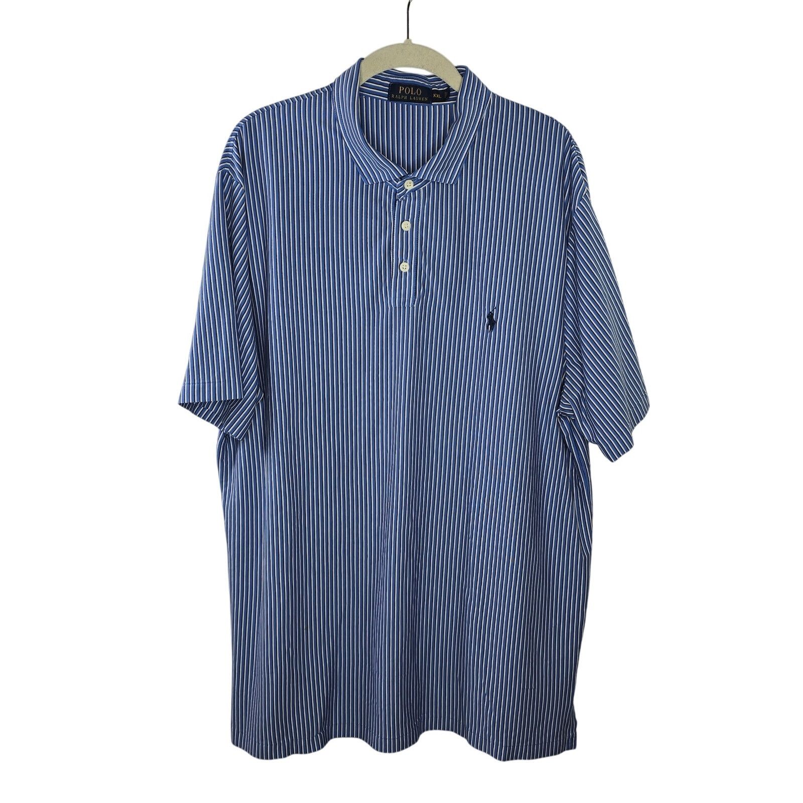 Polo Ralph Lauren Men's Polo Ralph Lauren Blue White Vertical Stripe Polo XXL Size US XXL / EU 58 / 5 - 1 Thumbnail
