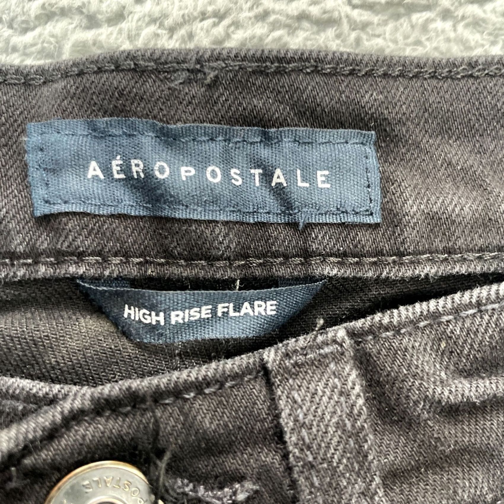 Vintage VINTAGE Aeropostale Jeans Womens 00 Black Flared Leg Denim High Rise Stretch Bootcut Shirt? Size 42" / US 20 - 3 Thumbnail