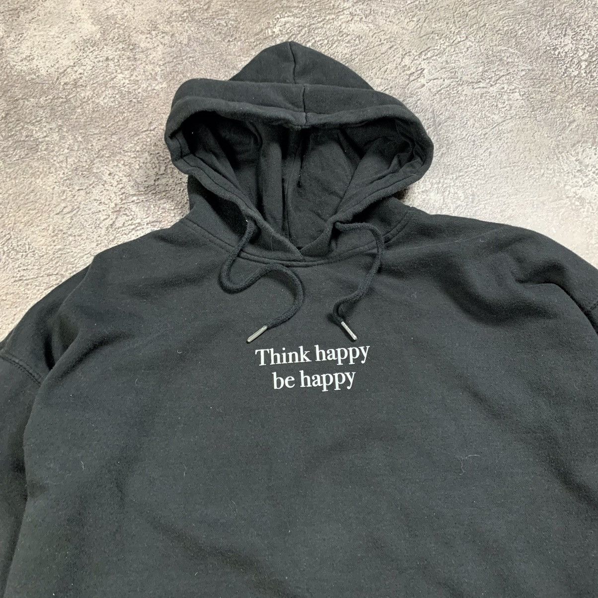 Vintage Vintage Y2K Graphic Hoodie Think Happy Be Happy Streetwear M Size US M / EU 48-50 / 2 - 3 Thumbnail