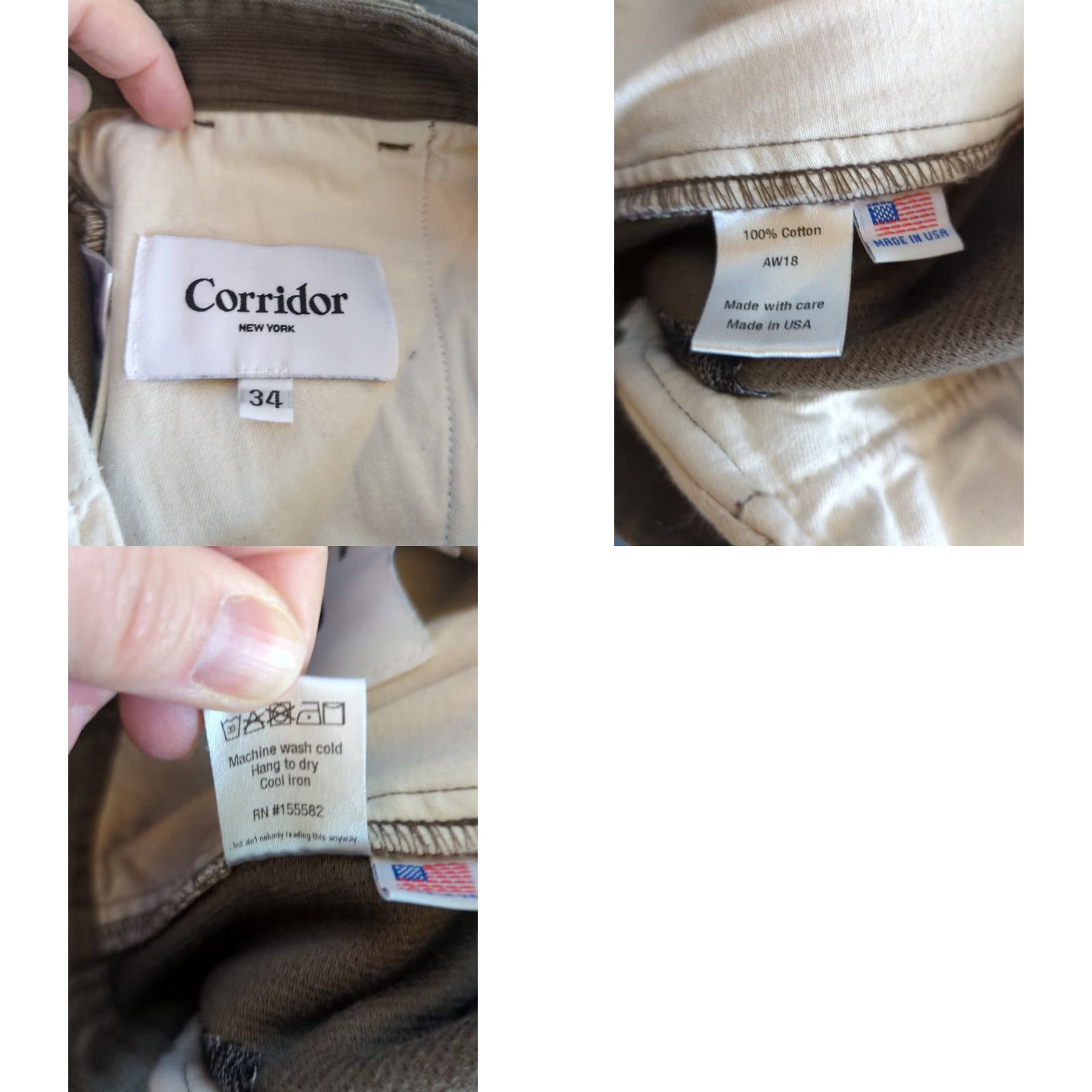 Corridor Corridor NYC Sturdy Corded Cotton Twill Trousers Pant 34 Regular Milk Chocolate Front Flat 5-Pocket Mens Size US 34 / EU 50 - 9 Thumbnail