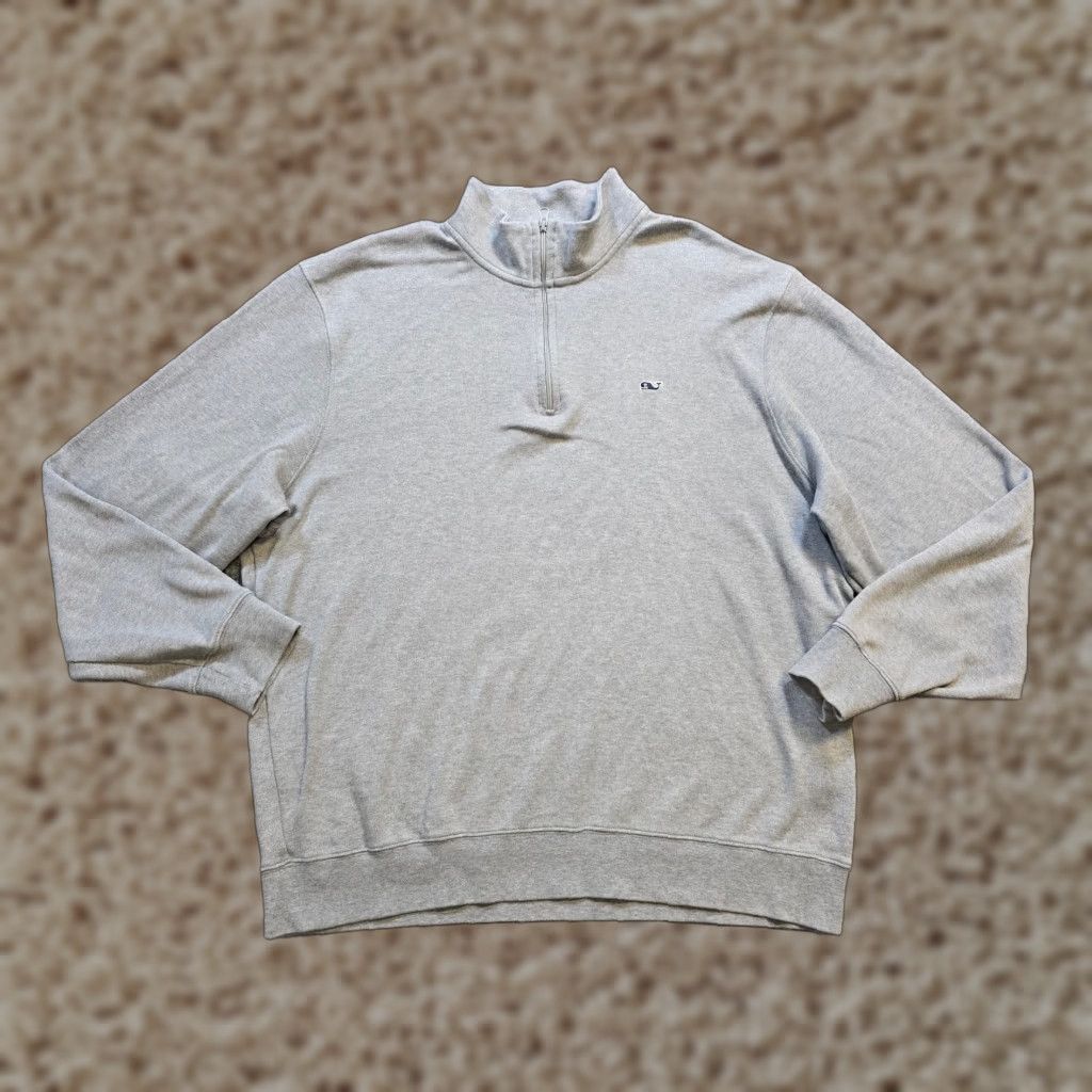 Vineyard Vines Vineyard Vines Sweater Mens Large Gray 1/4 Zip Knit Sweatshirt Stretch Casual Size US L / EU 52-54 / 3 - 1 Thumbnail