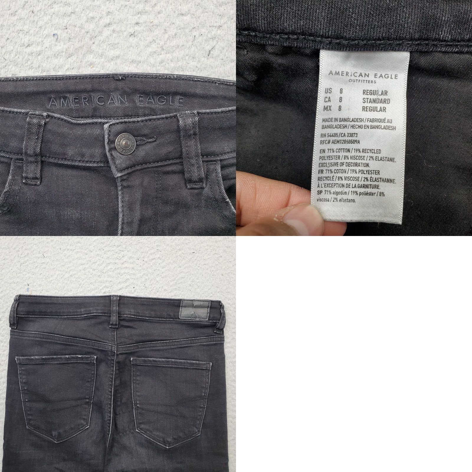 American Eagle Outfitters American Eagle Outfitters Skinny Jeans Womens 8R Black Denim Stretch Distressed Slim Fit Size 30" / US 8 / IT 44 - 8 Thumbnail
