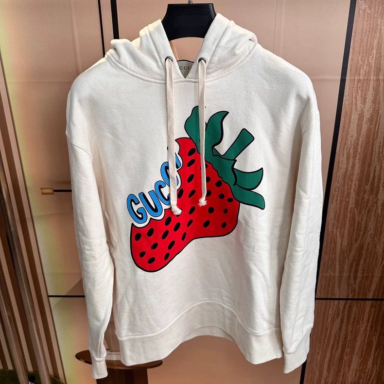 Gucci Gucci Beige logo strawberry hoodie jacket sweatshirt 2501-N Size US M / EU 48-50 / 2 - 1 Thumbnail