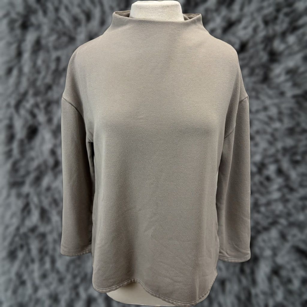 Vintage Free Fly Sweater Women M Gray Taupe Performance Bamboo Thermal Fleece Mockneck Size M / US 6-8 / IT 42-44 - 1 Thumbnail
