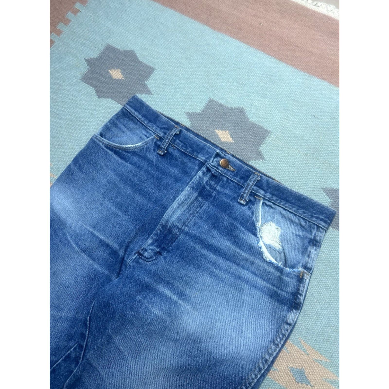 Denime VINTAGE Rustler Denim Jeans Straight USA 34x31 Men Blue 70s 80s Size US 34 / EU 50 - 4 Thumbnail