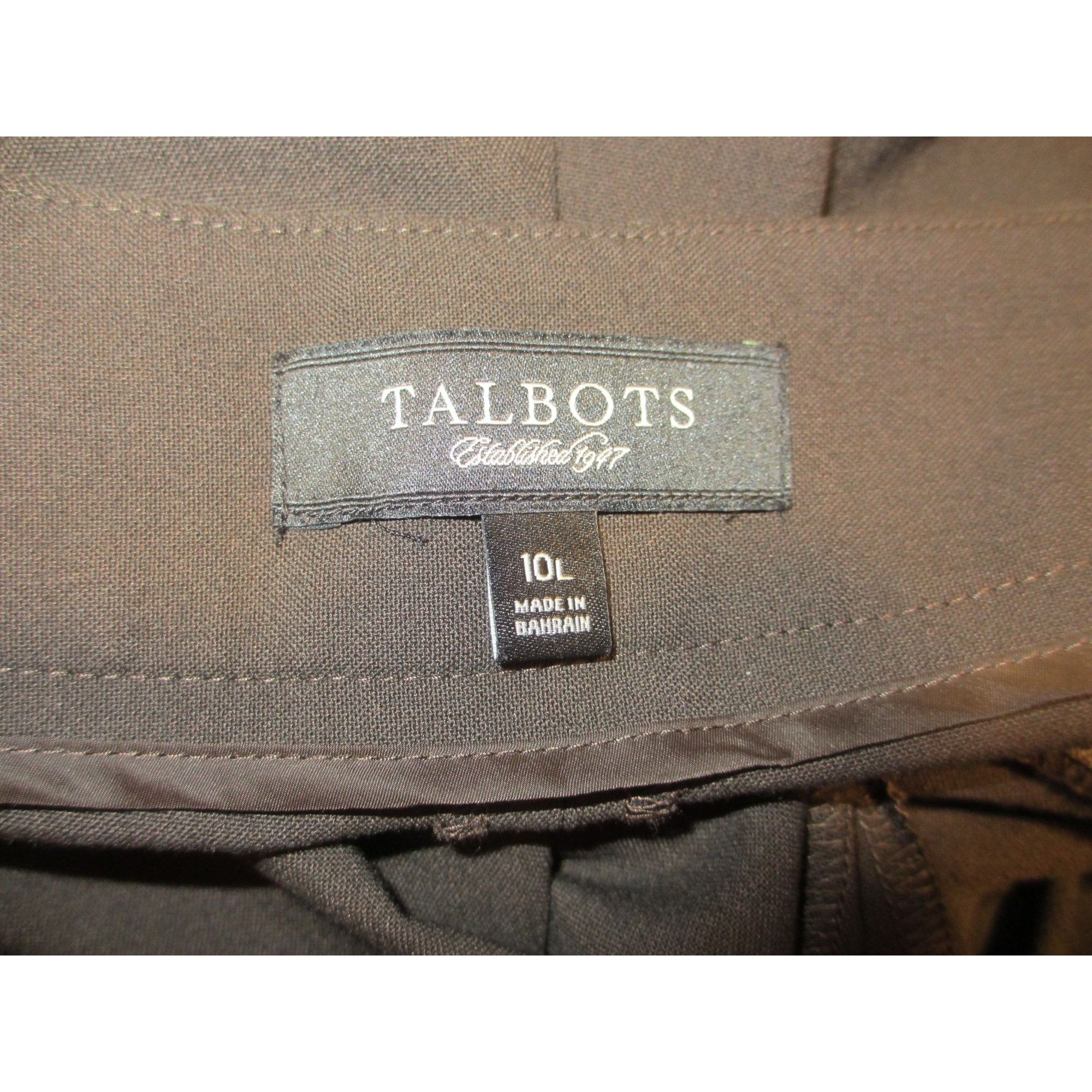 Talbots Talbots Womens Classic Fit Brown Wide-Leg Trousers Size 10L Size 32" / US 10 / IT 46 - 4 Thumbnail