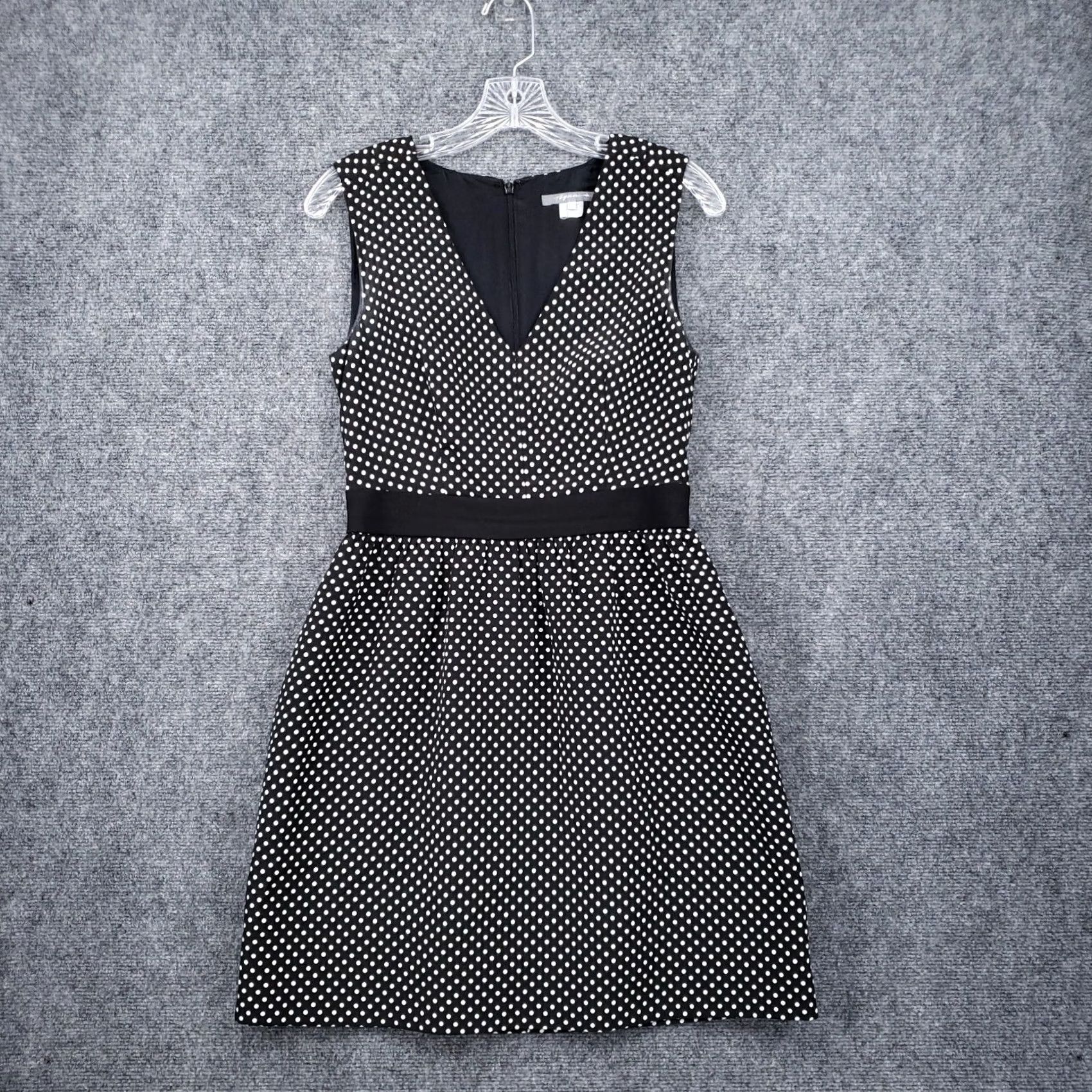 Vintage Tegan Dress Womens Mini Black Polka Dot Sleeveless V-Neck Zip Back Lined Size 6/M Size M / US 6-8 / IT 42-44 - 2 Thumbnail