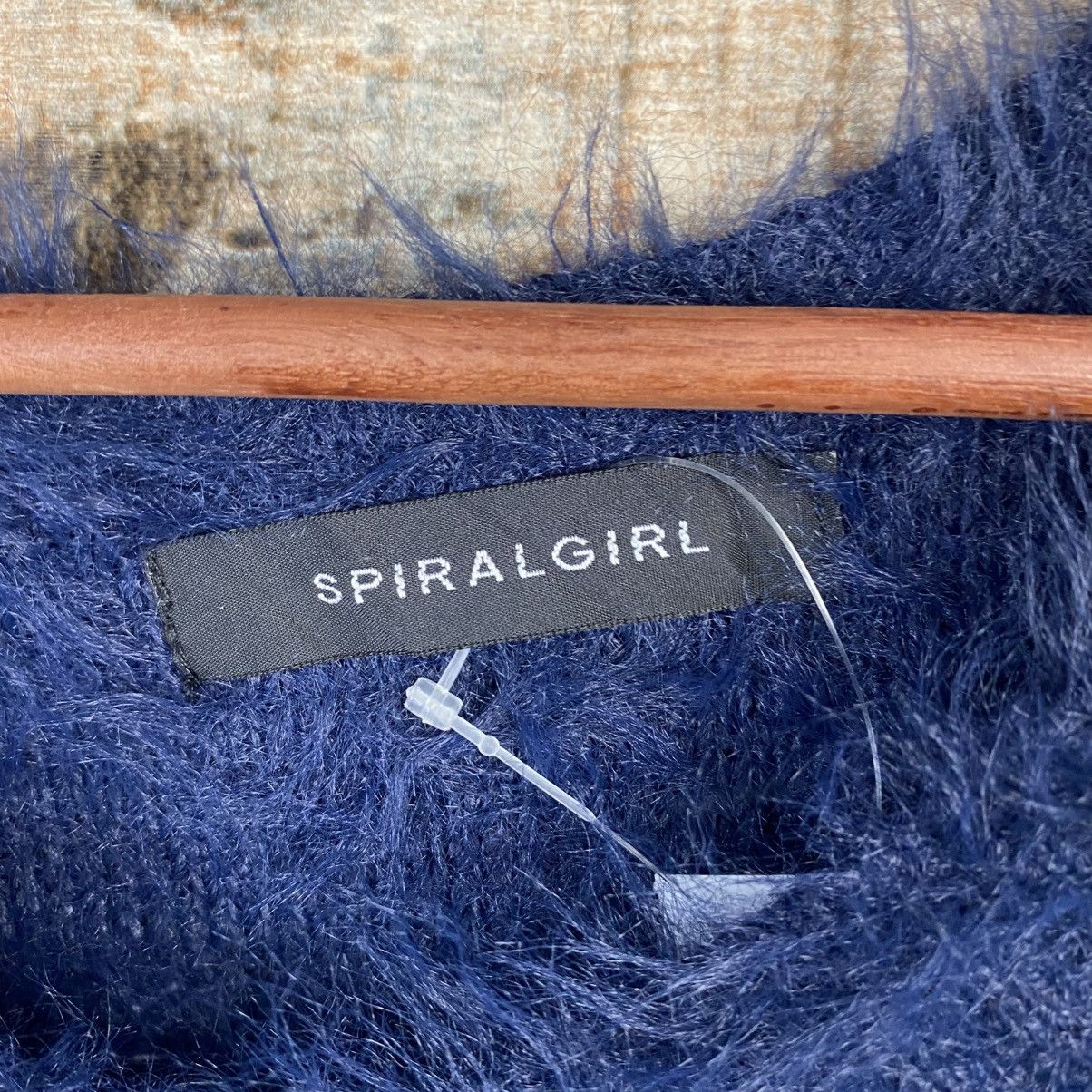 Japanese Brand DL Spiral Girl Dark Blue Fur shaggy Knitwear #C1094 Size S / US 4 / IT 40 - 9 Thumbnail
