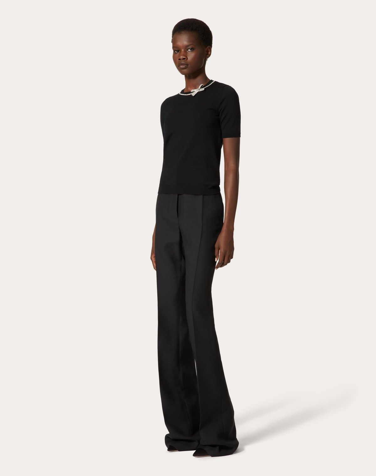 Valentino o1s1wg110525 Embroidered Wool Jumper in Black Size S / US 4 / IT 40 - 3 Thumbnail