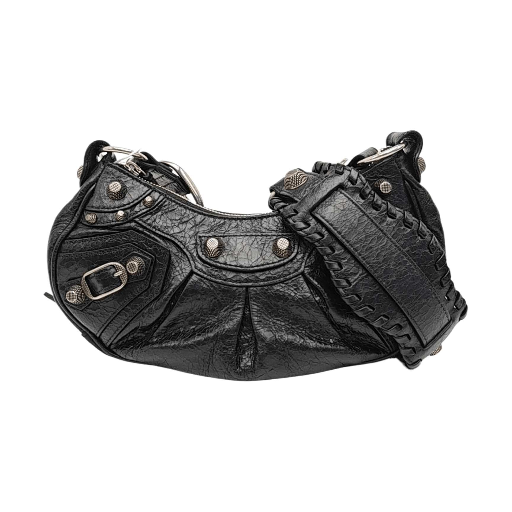 Balenciaga Le Cagole Studded Lambskin Shoulder Bag in Black, Women's