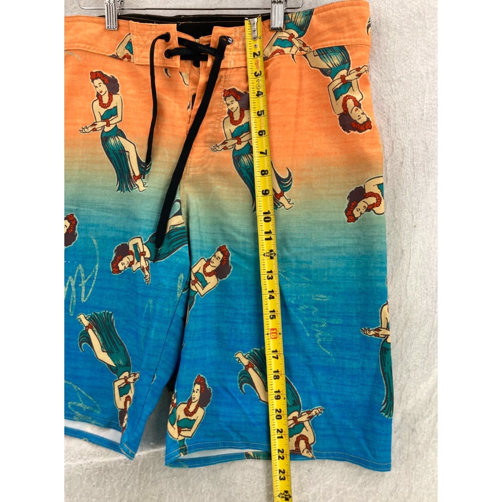 Hang Ten VINTAGE Hang Ten Board Shorts Mens 34 Orange Blue Hawaiian Hula Girl Aloha Beach Surfing Size US 34 / EU 50 - 3 Thumbnail