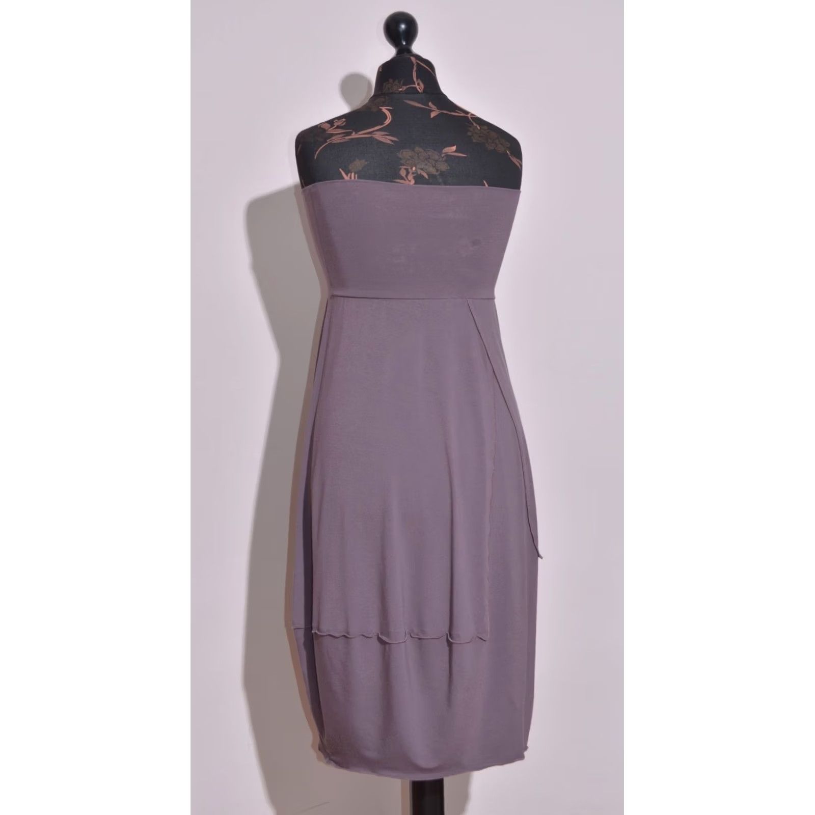 Vintage OSKA Womens Strapless Tube Dress Mauve Purple Midi Bubble Hem Stretch Jersey 2 Size XS / US 0-2 / IT 36-38 - 4 Thumbnail
