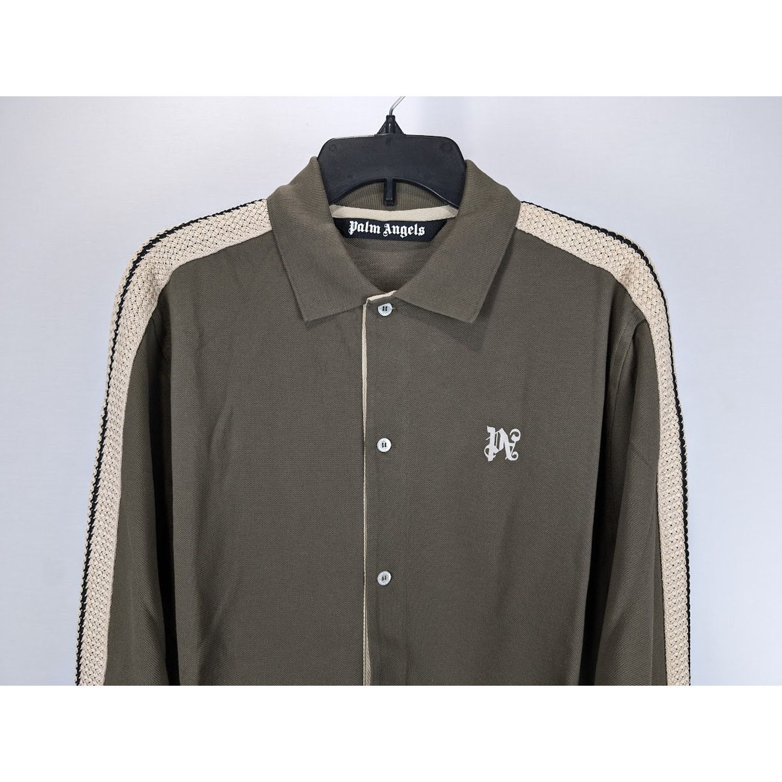 Palm Angels o1rshd1 PA Monogram Piquet Track Shirt in Brown Size US XS / EU 42 / 0 - 7 Thumbnail