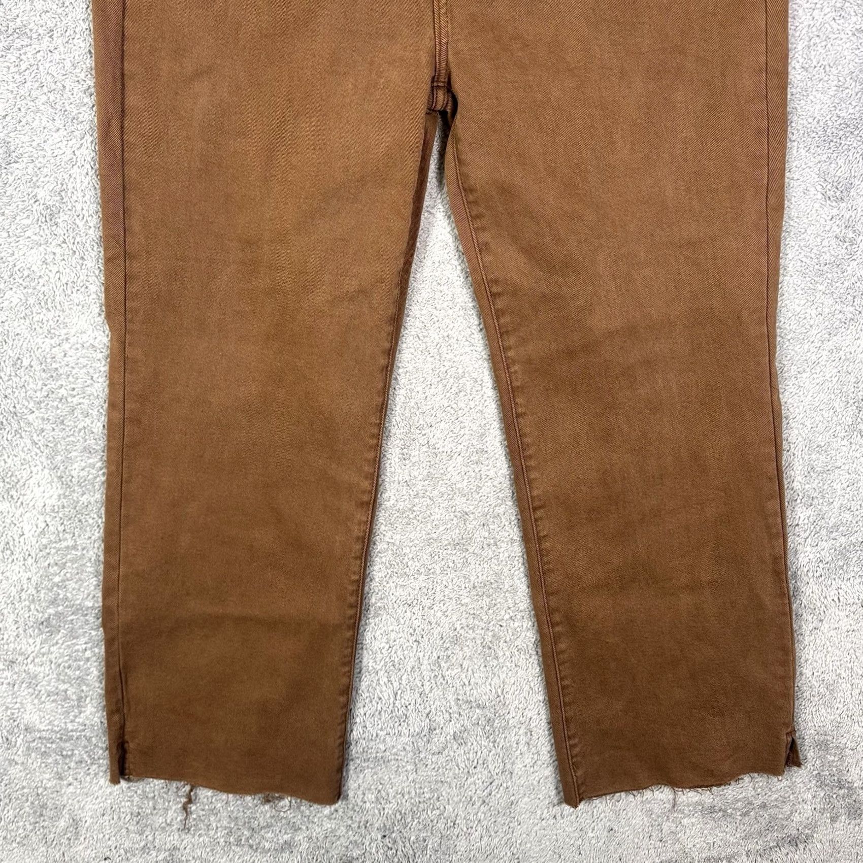Vintage Risen Womens 2XL Wide Leg High Rise Tummy Control Raw Hem Denim Brown - New with Back Tag Size 40" / US 18 - 3 Thumbnail