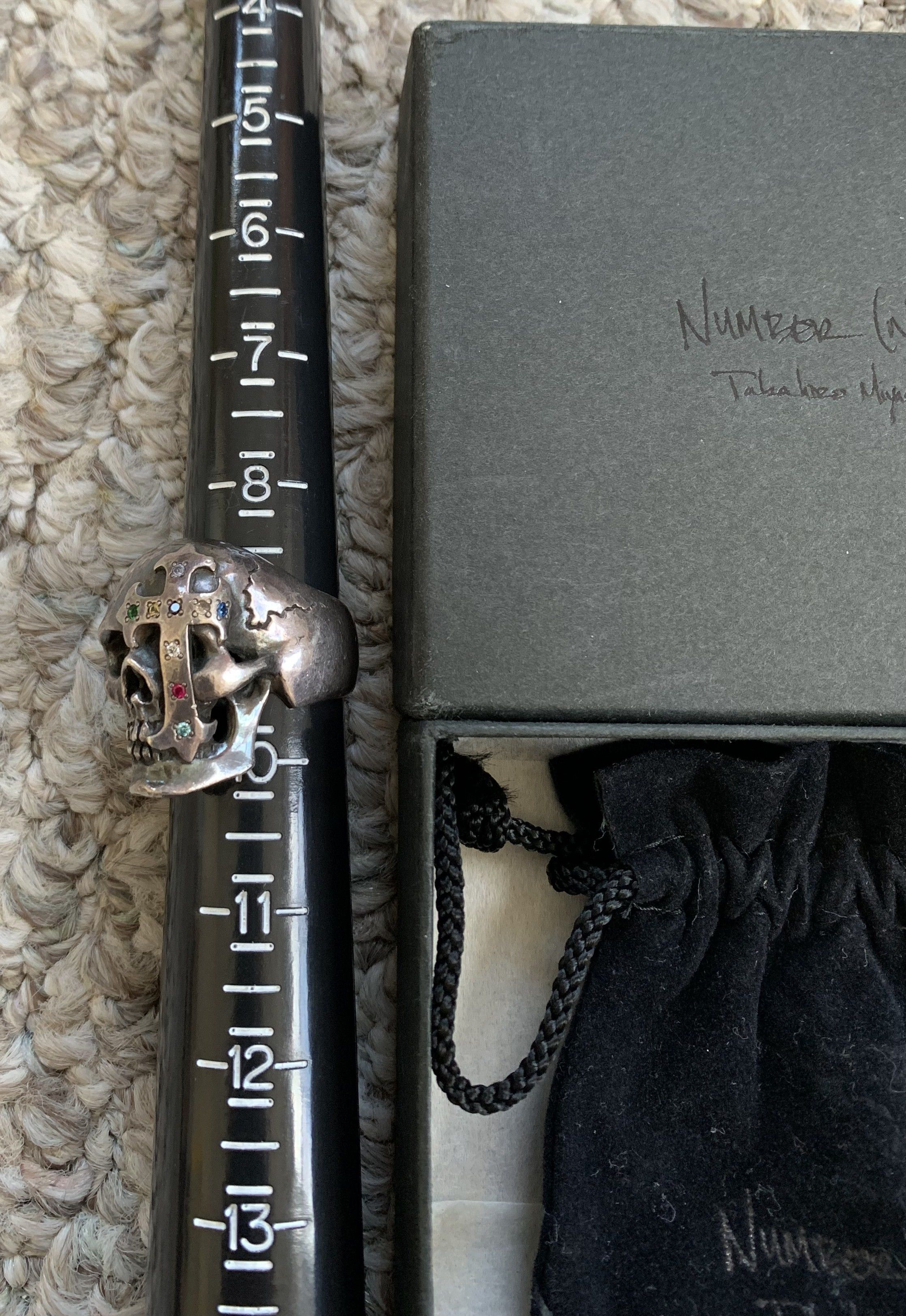 Number (N)ine SS05 "Nightcrawler" Bejeweled Silver Skull Ring w/ box Size ONE SIZE - 10 Thumbnail