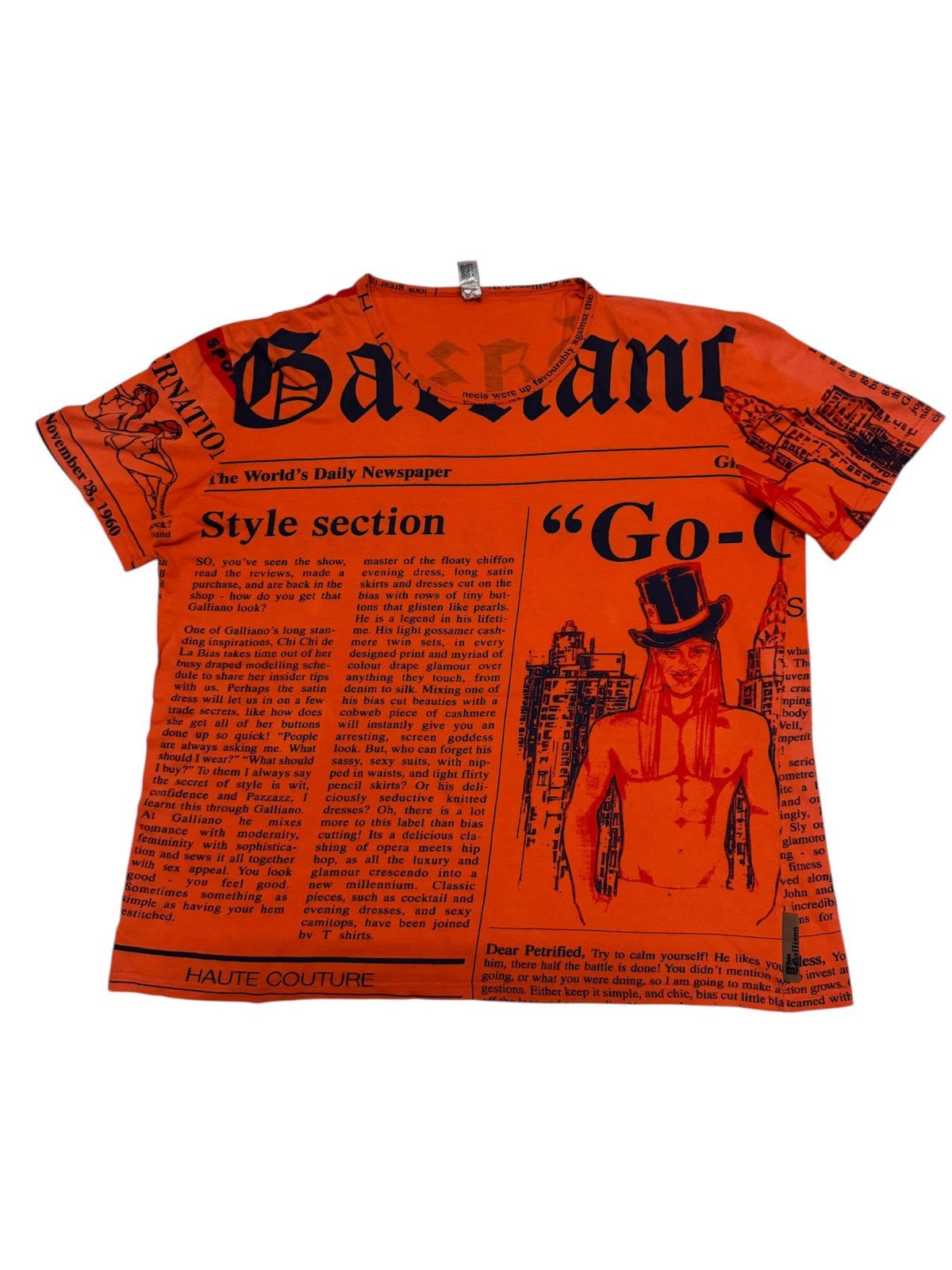 John Galliano Newspaper Gazette Graphic Print T-Shirt