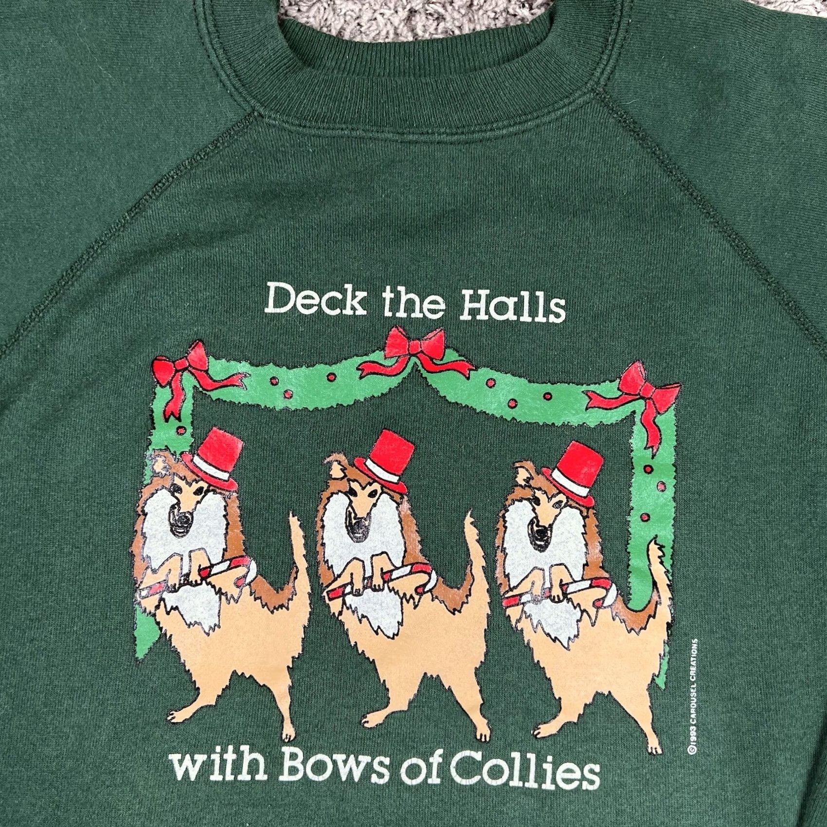 Hanes VINTAGE Hanes Sweatshirt Christmas Collie Dog Graphic Crewneck Large 1993 Made USA Green 90s Boys Mens Womens Unisex Adults Shirt Pullover Size US L / EU 52-54 / 3 - 5 Thumbnail