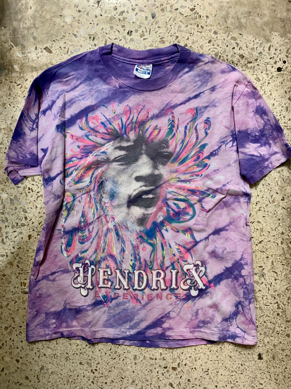 Vintage Vintage 90s Jimi Hendrix Experience TieDye Tee Single Stitch Size US L / EU 52-54 / 3 - 1 Thumbnail