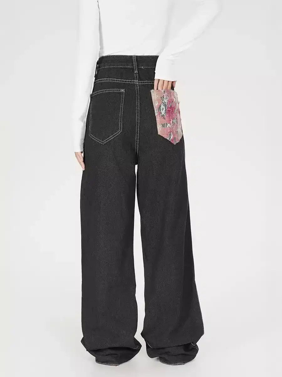 Japanese Brand Retro loose fit patchwork wide leg jeans Size US 32 / EU 48 - 3 Thumbnail