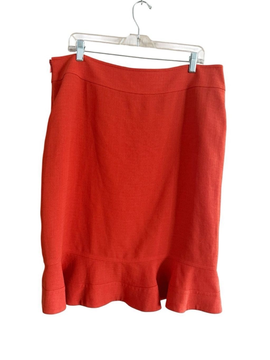 Anne Klein Women's Anne Klein Orange Midi Skirt with Ruffle Hem Size 14 Size 36" / US 14 / IT 50 - 2 Thumbnail