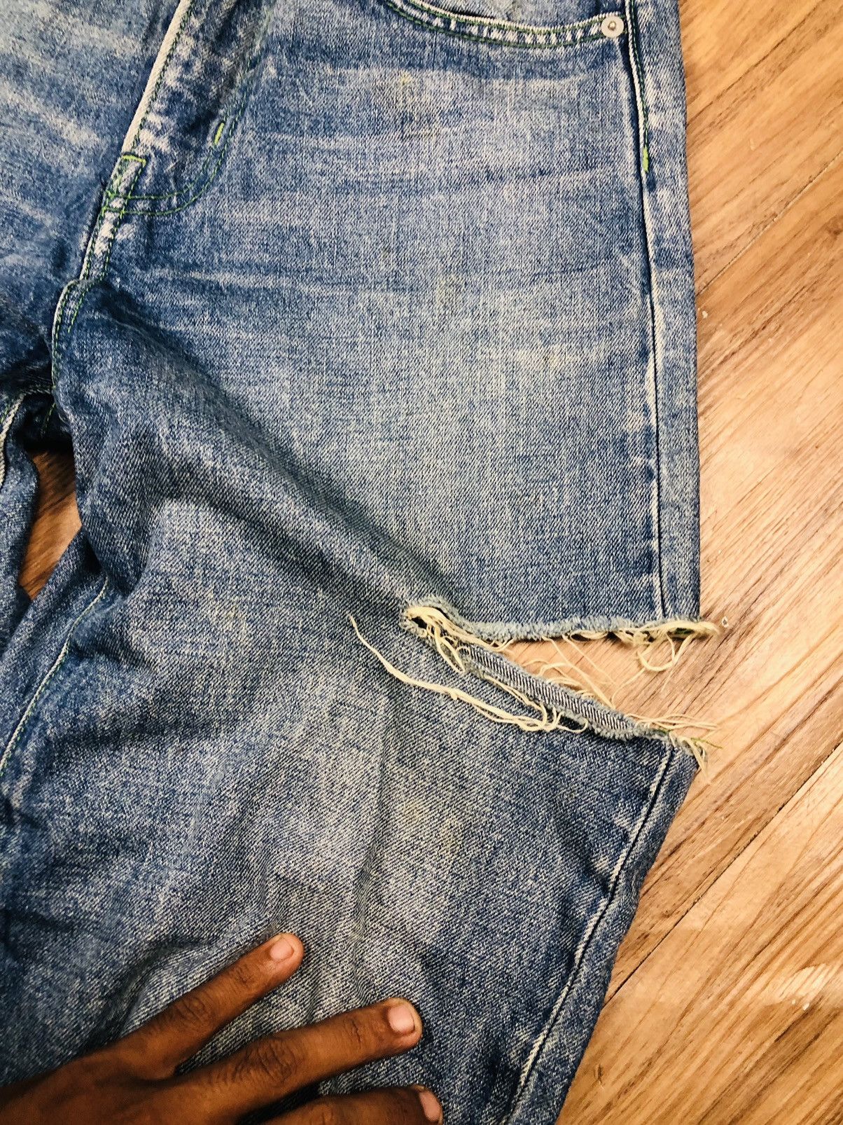 If Six Was Nine WCJ Wide-Leg Ripped Jeans - Unique Thigh Cutout Denim (40) Size US 26 / EU 42 - 8 Thumbnail