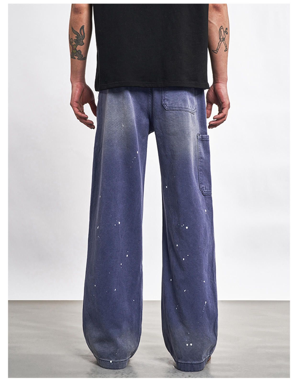 Vintage Purple Paint Splatter Straight Wide-Leg Jeans Size US 32 / EU 48 - 9 Thumbnail